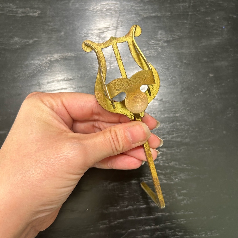 VTG Gold Lyre sheet music holder- stand - some wear brand CONN musician
